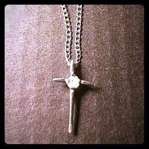 Antique silver and diamond cross pendant
